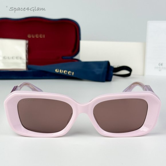 BRAND NEW Gucci GG1531SK 003 Pink Brown Unisex Rectangle Sunglasses GG 1531SK - Picture 3 of 10